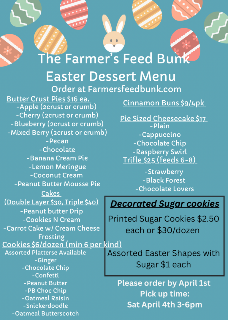 Farmers Feed Bunk Easter Brunch menu